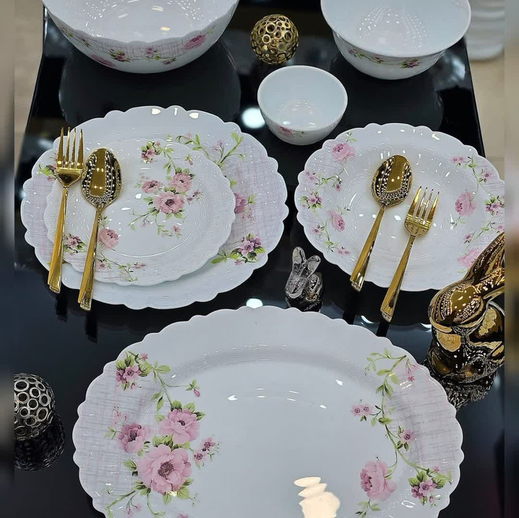 سرویس غذا خوری ۲۶ پارچه سارا صورتی کنگره برند آیروپال