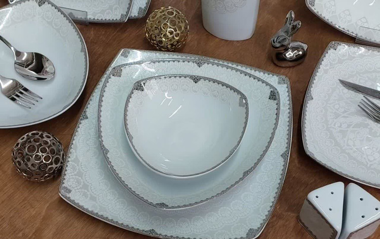 سرویس غذا خوری چینی پردیس ۱۰۵ پارچه ۱۲ نفره گل پلاتین