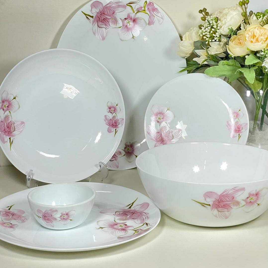 سرویس غذا خوری 26 پارچه قالب گرد گلنوش صورتی