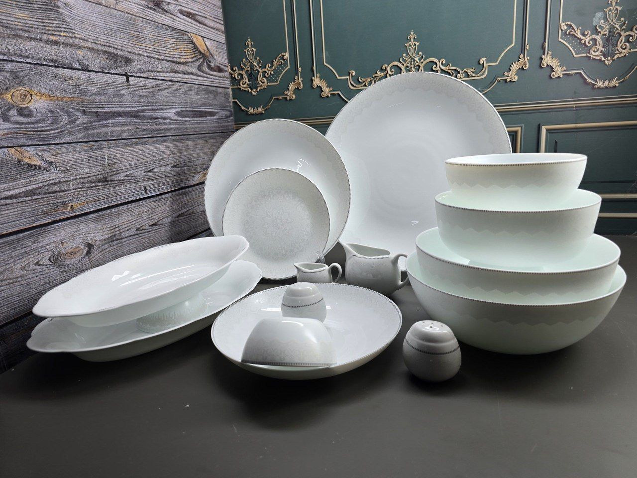 سرویس آرکوپال 42 پارچه مقصود طرح چینی سوژا خاکستری