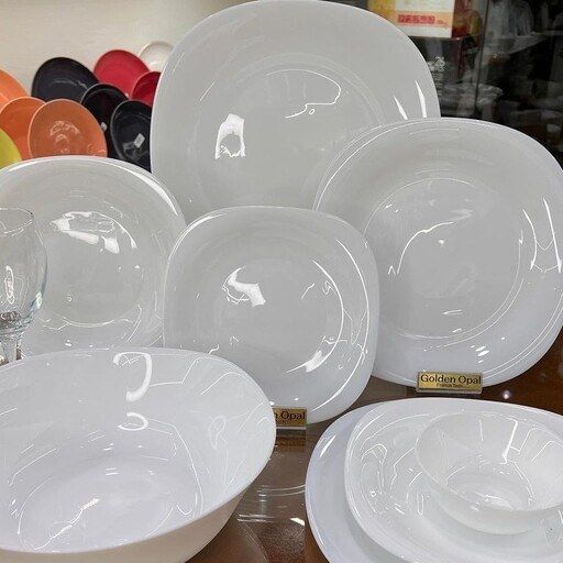 سرویس آرکوپال 6 نفره 26 پارچه قالب مربع سفید ساده