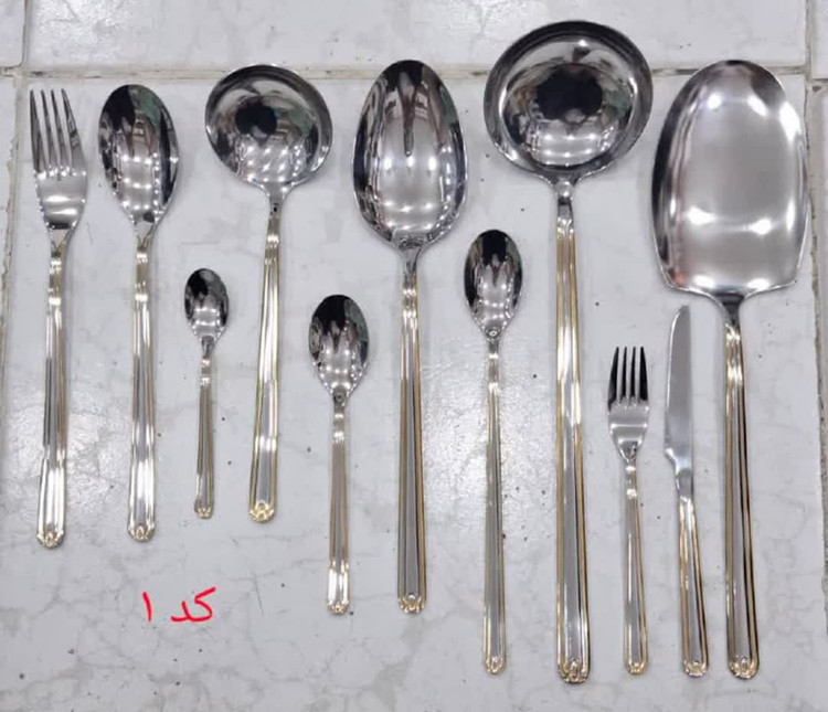 سرویس قاشق 120 پارچه دهانه اروپایی استیل طلا