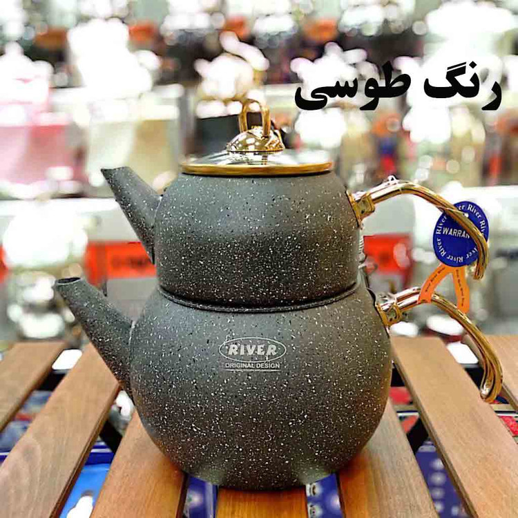 کتری قوری شیردار گرانیتی ریور رنگ طوسی