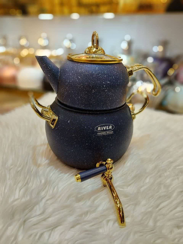 کتری قوری شیردار گرانیتی ریور رنگ سرمه ای