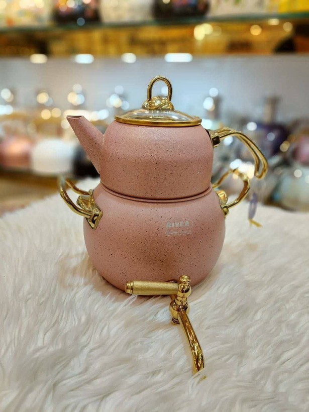 کتری قوری شیردار گرانیتی ریور رنگ رزگلد