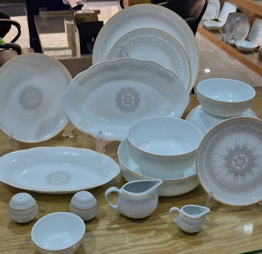 سرویس آرکوپال 42 پارچه مقصود طرح چینی جیهان خاکستری