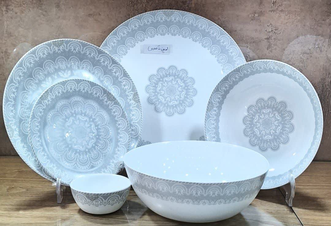 سرویس غذاخوری 6 نفره آرکوپال، طرح لومین خاکستری دینو، برند مقصود