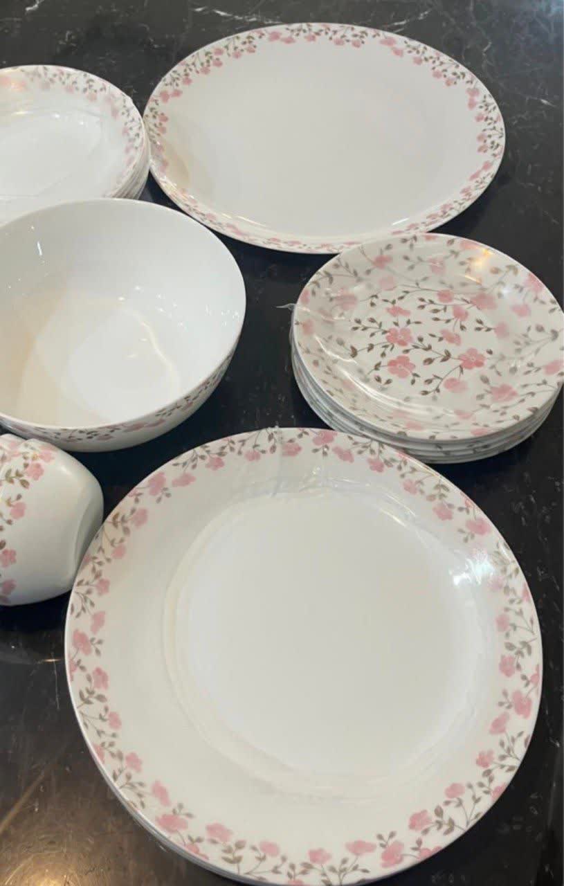 سرویس غذاخوری 6 نفره آرکوپال مقصود مدل رزلند طرح گل صورتی