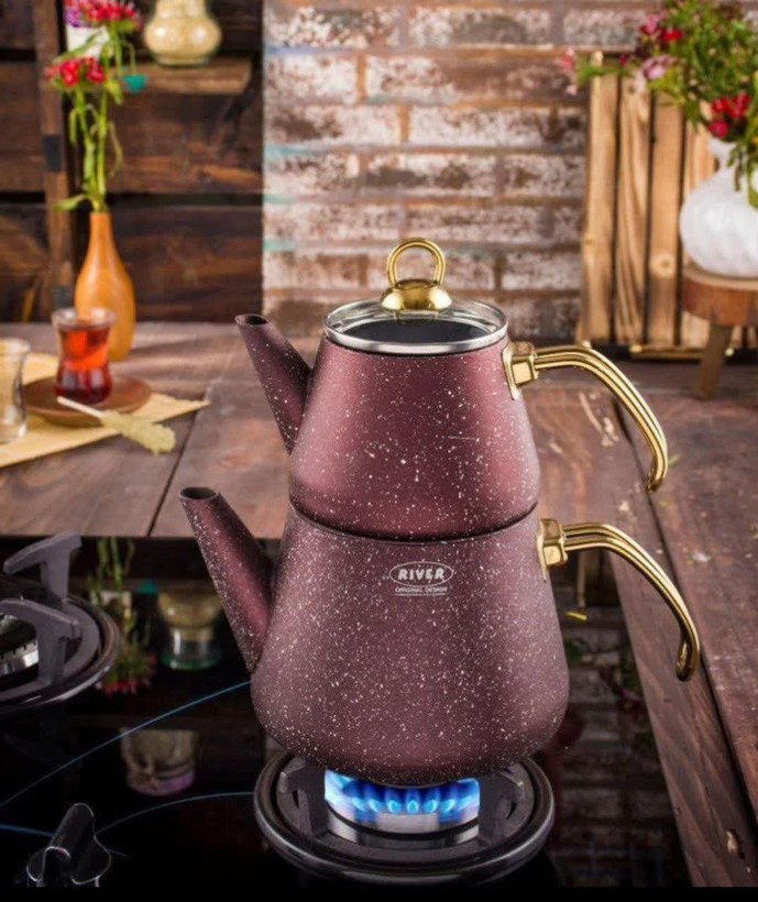 📌کتری قوریهای لوله ای برند ریور طرح ترک