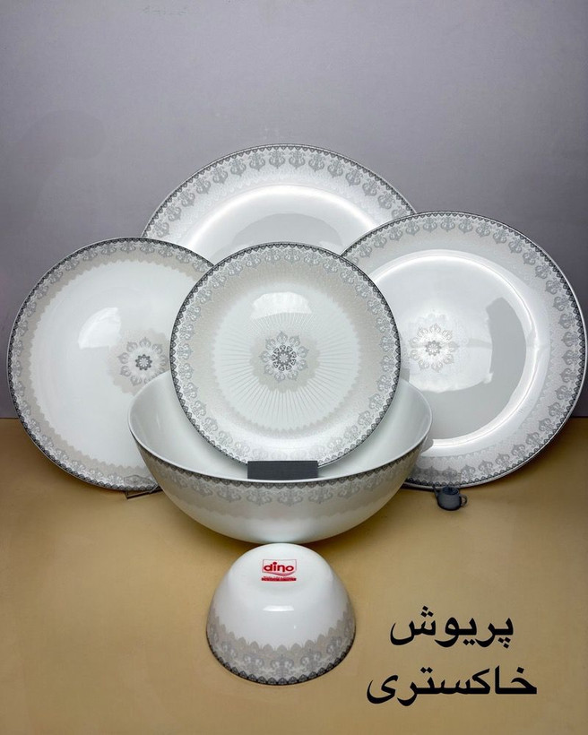 سرویس غذا خوری آرکوپال ۲۶ پارچه دینو طرح چینی پریوش خاکستری