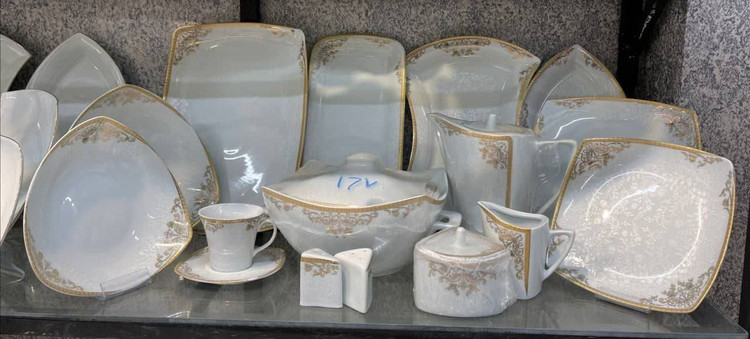سرویس غذا خوری چینی پردیس ۱۰۵ پارچه ۱۲ نفره گل طلایی