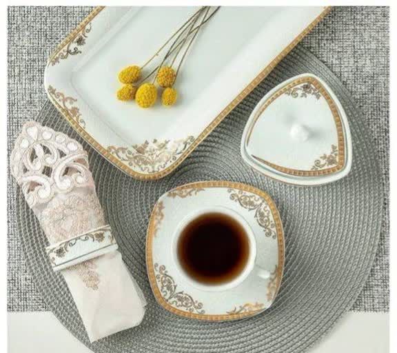 سرویس غذا خوری چینی پردیس ۱۰۵ پارچه ۱۲ نفره گل طلایی