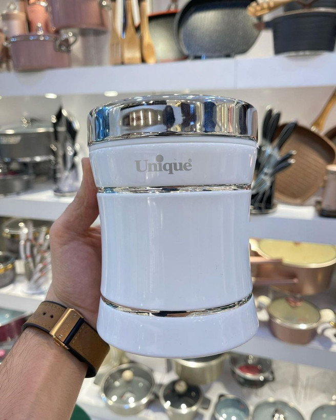 سرویس آشپزخانه 18 پارچه یونیک سفید درب استیل