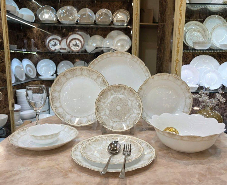 سرویس غذا خوری نیلوفری ۲۶ پارچه طرح چینی
