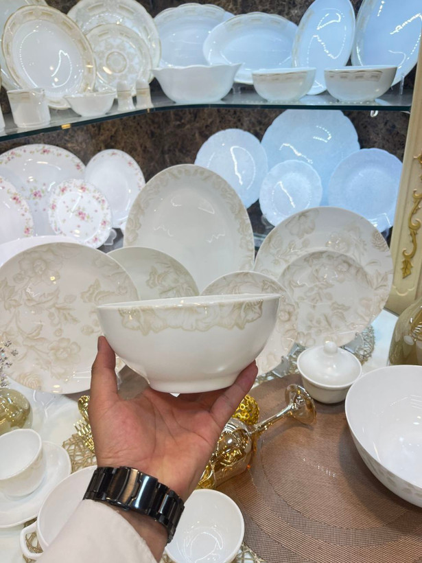 سرویس غذاخوری ۶ نفره قالب گرد سایه عسلی
