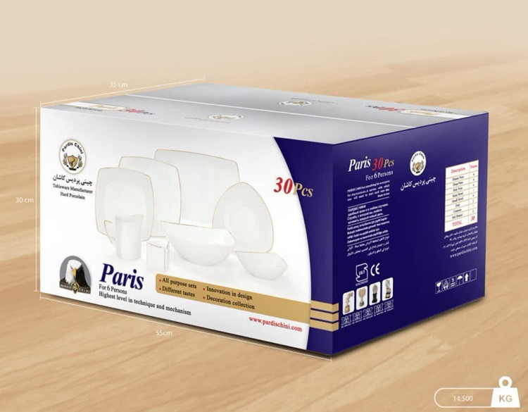 سرویس چینی پردیس قالب گرد ۳۰ پارچه ۶ نفره