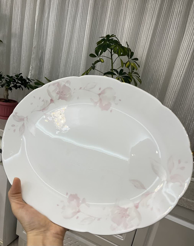 سرویس ۲۶ پارچه آرکوپال دلارام صورتی لبه طلایی نیلوفری