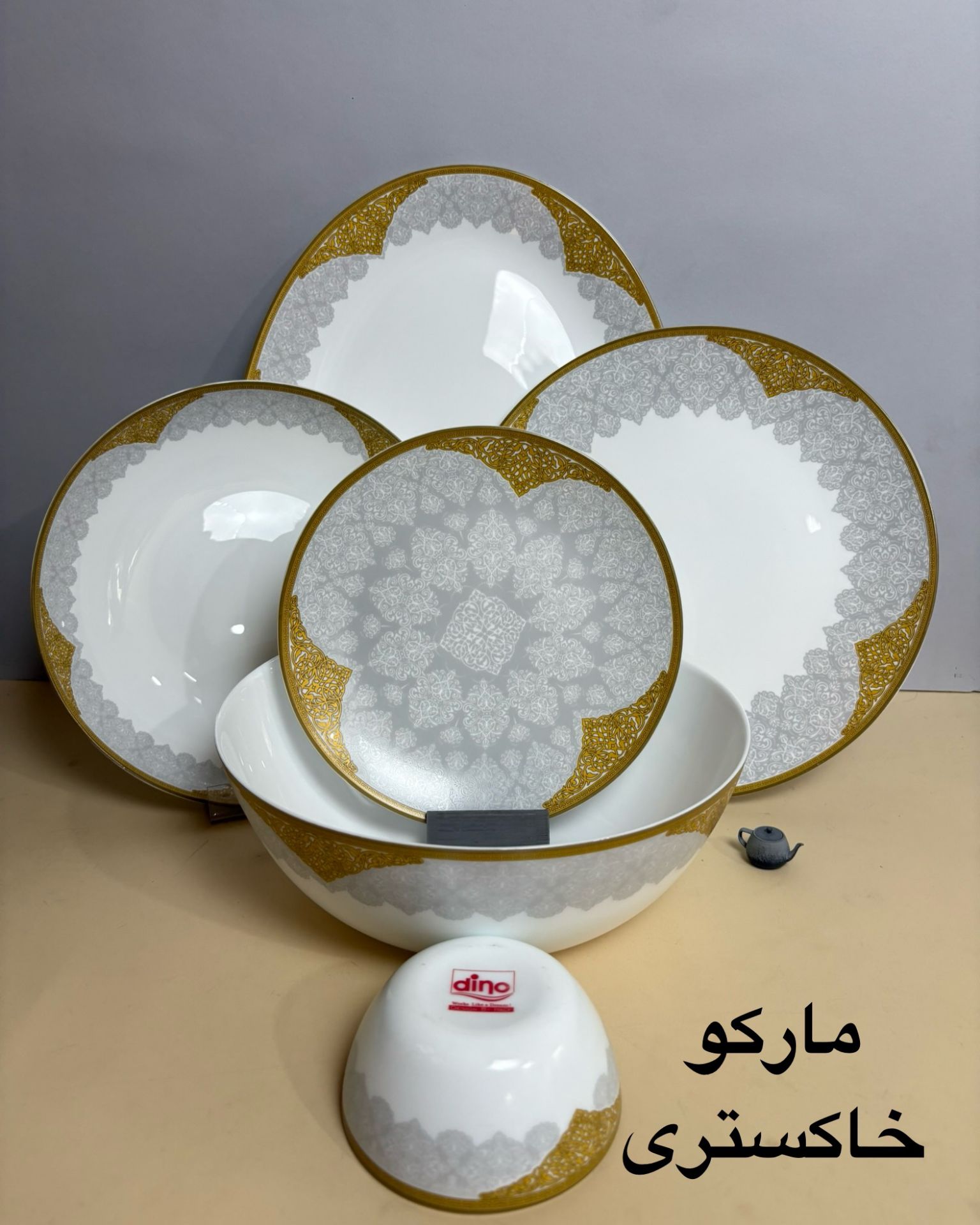 سرویس غذا خوری ۲۶ پارچه قالب گرد مارکو خاکستری دینو